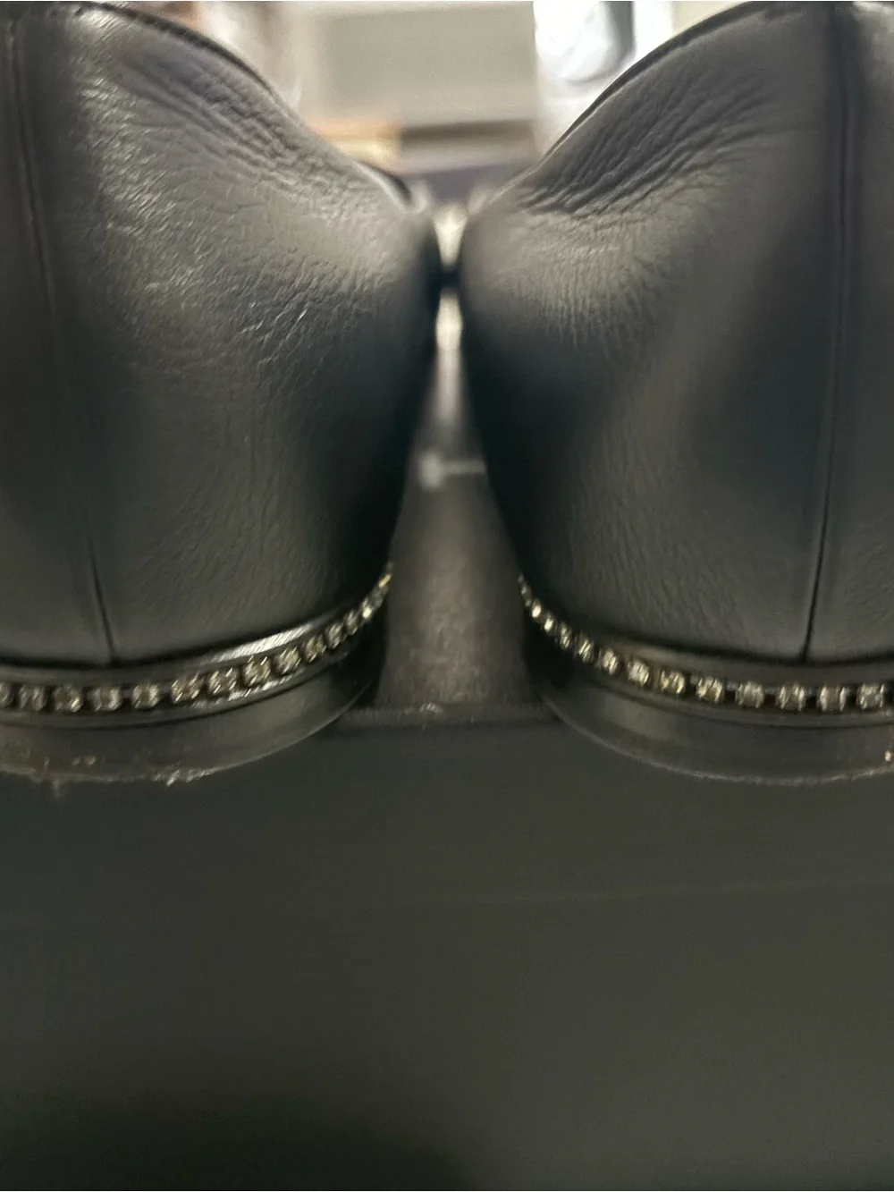 CHANEL Black Leather Ballet Flats with Patent Cap Toe